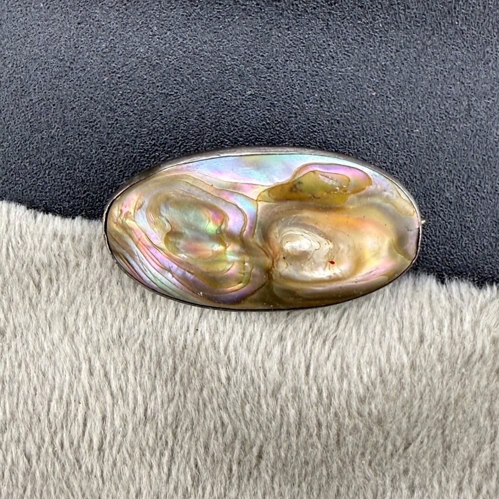 Vintage Sterling Silver Blister Pearl Brooch